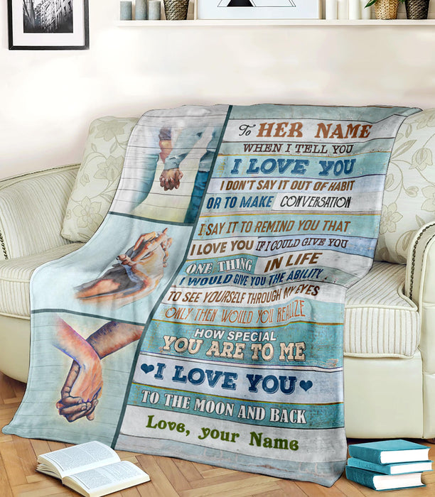 Personalized Blanket For Wife Girlfriend From Husband Boyfriend When I Tell You I Love You Romantic Hand In Hand Blanket