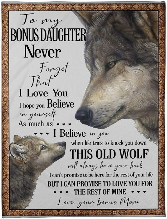 Personalized To My Stepdaughter Blanket From Step Mom Dad Hope You Believe In Yourself Wolf Custom Name Birthday Gifts