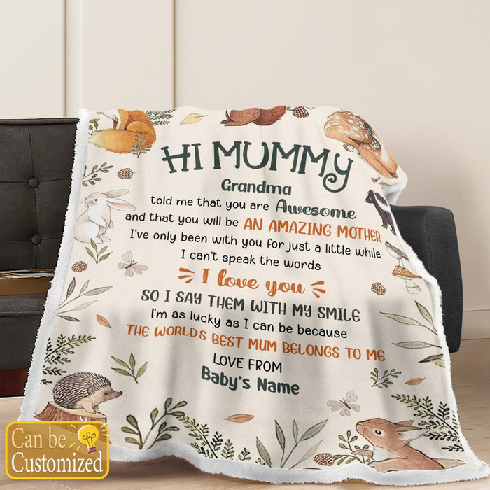 Personalized Blanket For 1st Time Mom I Say Them With My Smile Animal Custom Name Gifts For First Mothers Day Birthday
