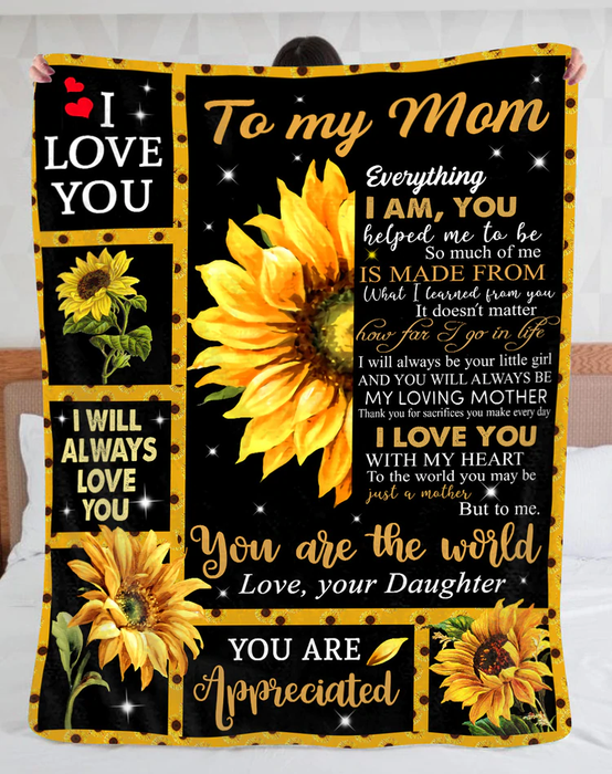 Personalized Blanket To My Mom From Daughter Always Love You Sunflower Printed Star Night Background Custom Name