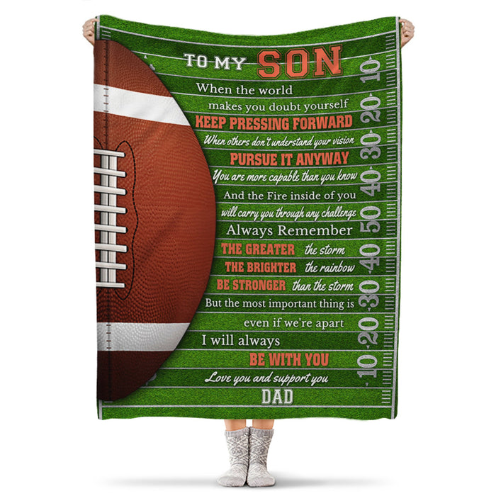 Personalized Premium Throw Blanket To My Son Love You And Support You From Dad Custom Name American Football Blanket