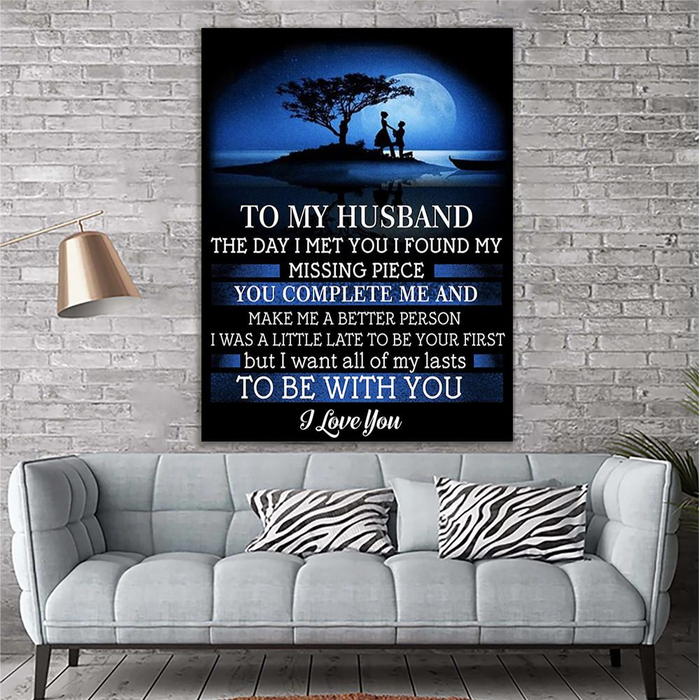 Personalized To My Husband Canvas Wall Art From Wife Romantic Couple I Found My Missing Piece Custom Name Poster Prints