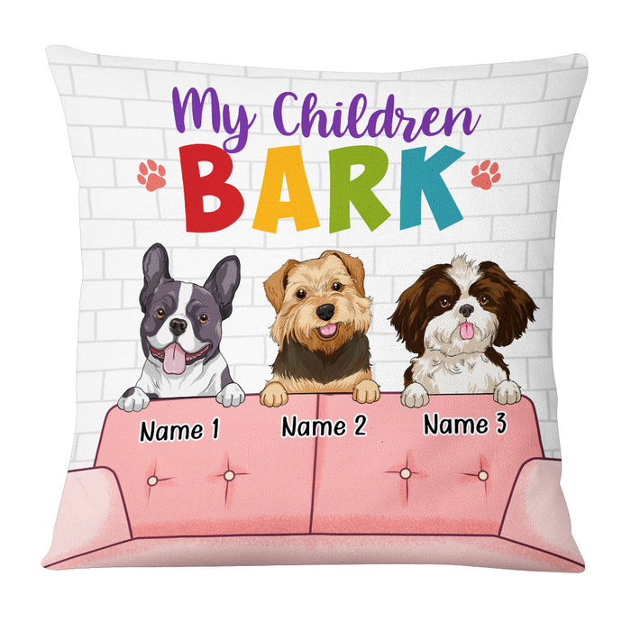 Personalized Square Pillow Gifts For Dog Owner Pink My Children Balk Wall Custom Name Sofa Cushion For Birthday