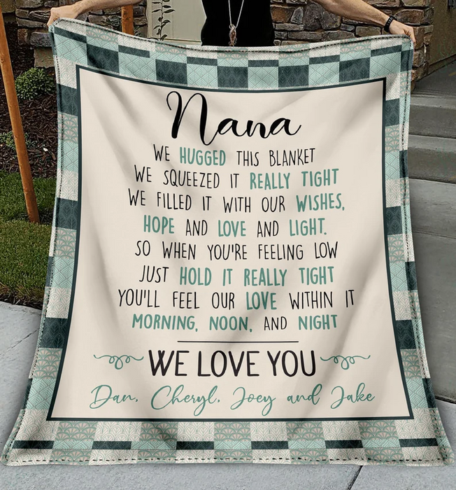 Personalized To My Nana Blanket From Grandkids We Hugged This Blanket Custom Kids Name & Grandma Nickname