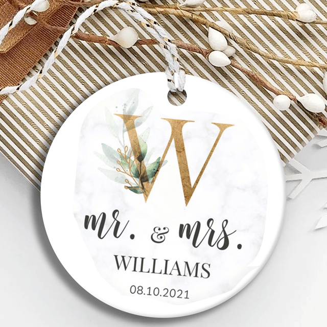 Personalized Ornament Gifts For Couples First Christmas Married Mr And Mrs Custom Name Tree Hanging On Anniversary