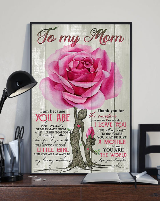 Personalized Canvas Wall Art For Mom From Daughter I Am Because You Are Rose Tree Roots Custom Name Poster Home Decor