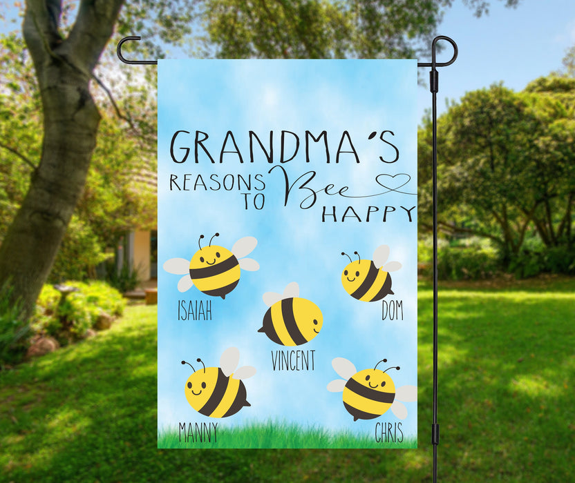 Personalized Garden Flag For Nana Grandma's Reasons To Bee Happy Custom Grandkids Name Welcome Flag Christmas Gifts