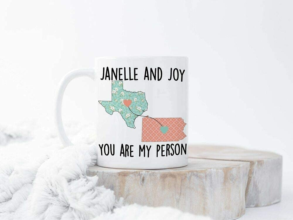 Personalized Coffee Mug For Couples Friend Moving Mug Long Distance Custom Name White Cup Long Distance Gifts Ideas