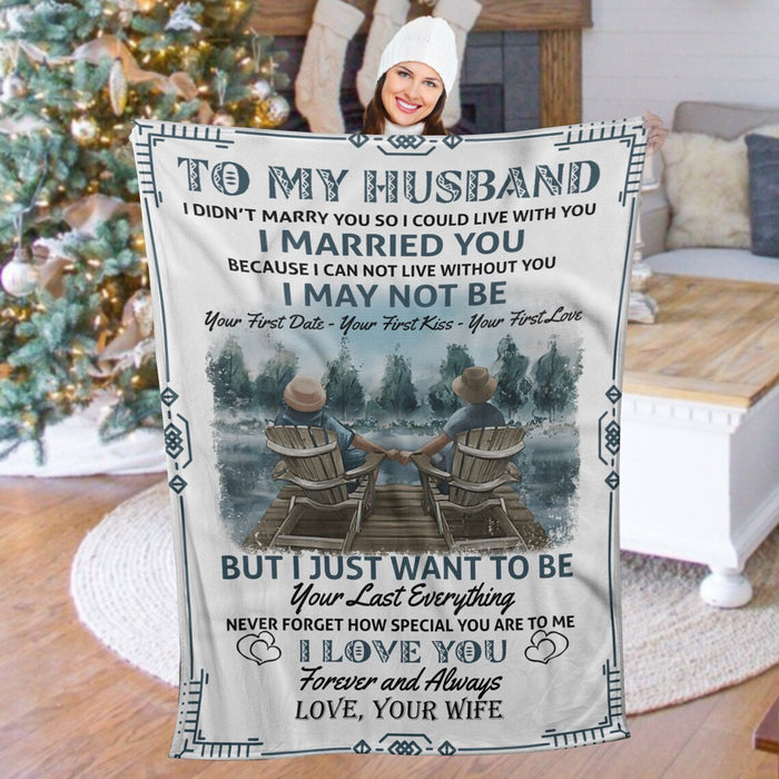 Personalized Growing Old Together Blanket To My Husband Old Couple On Lake Prints Custom Name Blanket For Valentines