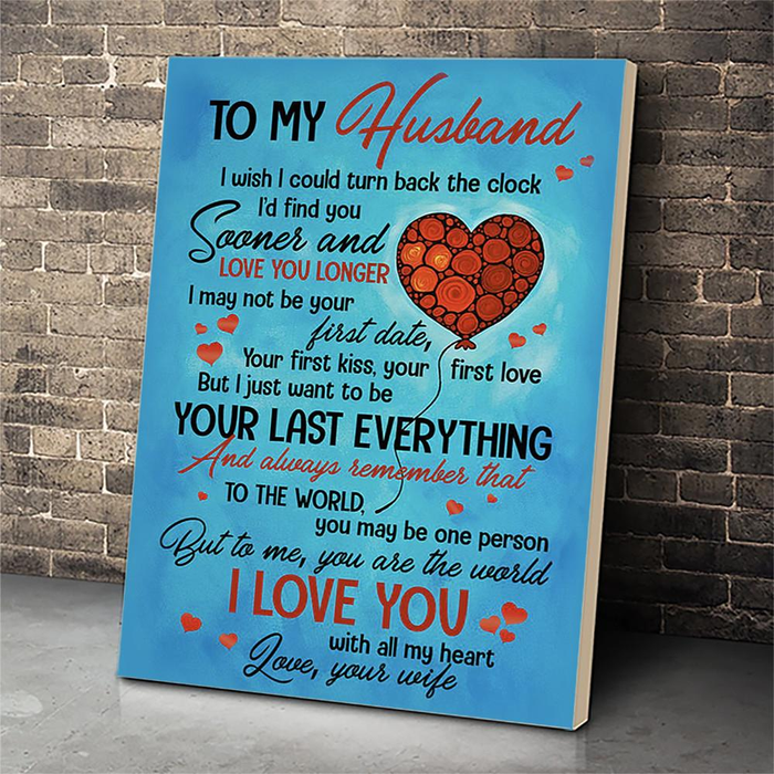 Personalized To My Husband Canvas Wall Art From Wife Flower Heart To Me You Are The World Custom Name Poster Prints=