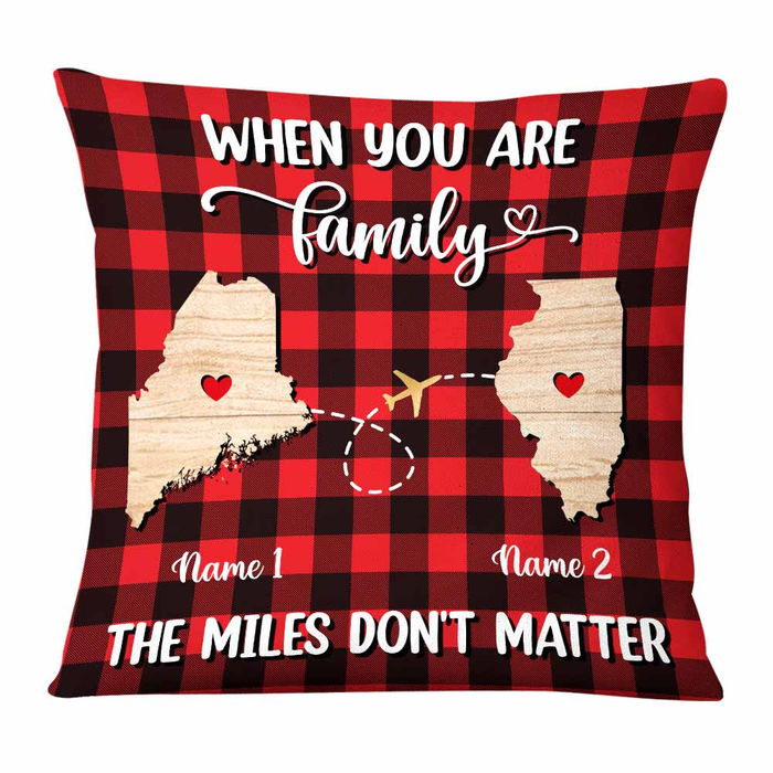 Personalized Square Pillow For Family Friends When You Are Family Red Plaid Custom Name Sofa Cushion Christmas Gifts