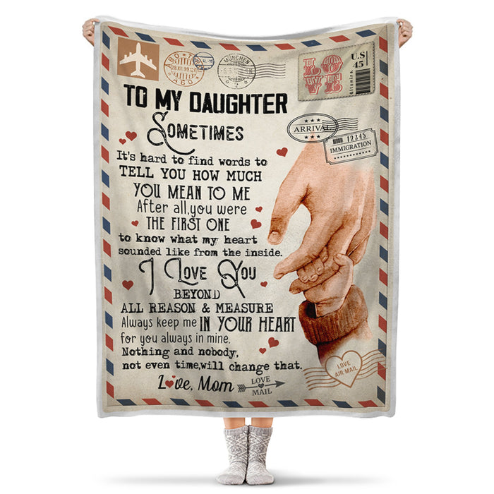 Personalized Sherpa Throw Blanket To My Daughter From Mom You Mean To Me Hold Hand Love Letter Blanket Custom Name