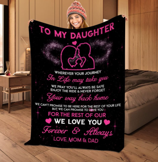 Personalized To My Daughter Love Family Fleece Sherpa Blanket From Dad And Mom We Love You Forever And Always