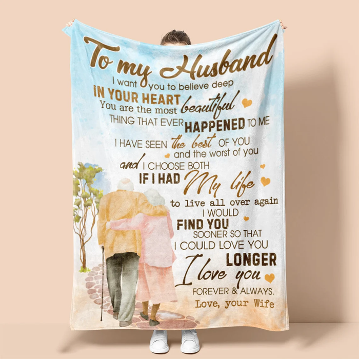 Personalized Growing Old Together Blanket To My Husband Print Old Couple Custom Name Love Blanket For Valentines