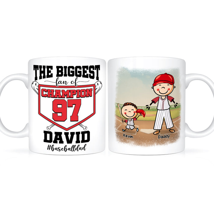 Personalized Ceramic Coffee Mug For Baseball Lovers To Dad Biggest Fan Kids Print Custom Name & Hashtag 11 15oz Cup