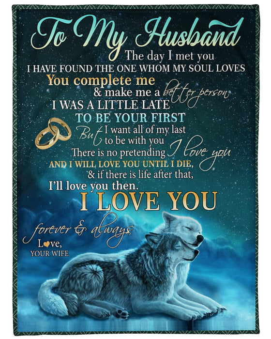 Personalized Blanket To My Husband From Wife I Love You Romantic Wolf Couple Under Star Night Print Custom Name