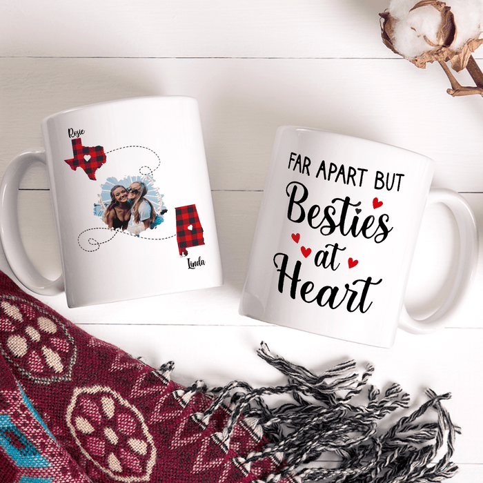 Personalized Coffee Mug For Besties True Friends Are Never Far Apart Custom Name & Photo Cup Distance Relationship Gifts