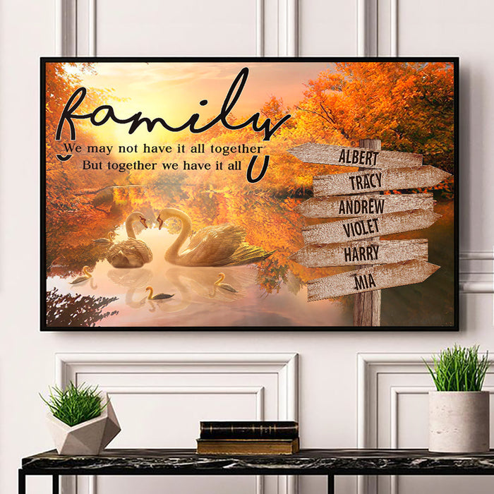 Personalized Wall Art Canvas For Family Sunset On Autumn Lake Street Sign Poster Print Custom Multi Name