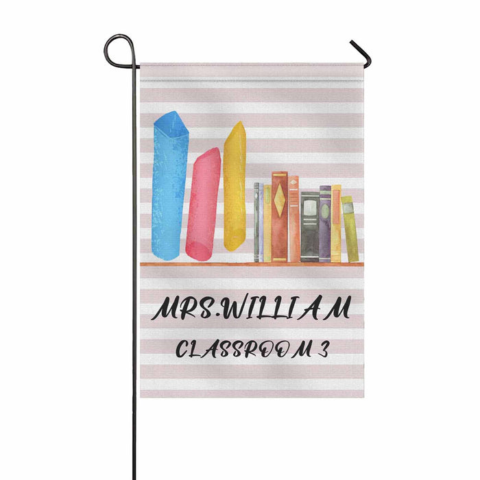 Personalized Back To School Flag Gifts For Teacher Stripe Design Book Classroom Custom Name Classroom Flag
