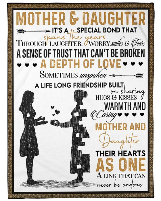 Personalized Fleece Blanket Mother & Daughter It'S A Special Bond That Spans The Year Puzzle Mom & Little Girl Printed