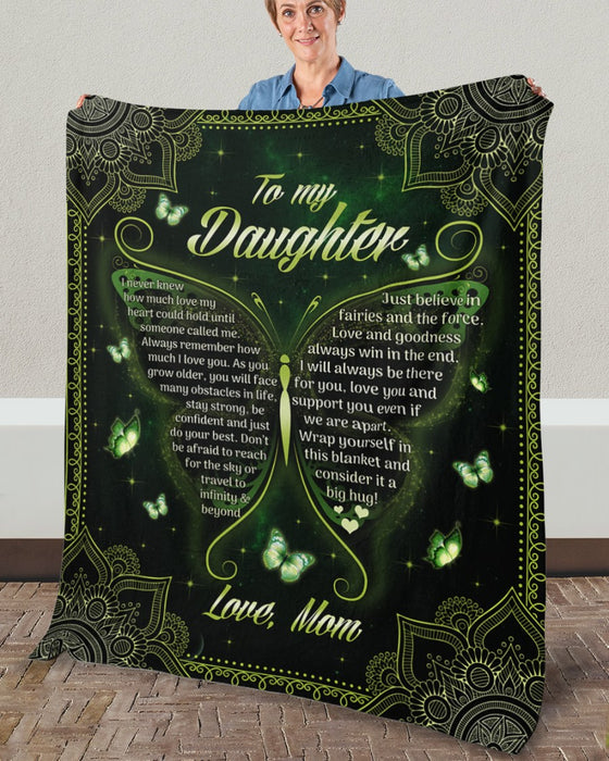 Personalized Blanket To My Daughter From Mom Consider It A Big Hug Butterfly Design Mandala Style Custom Name