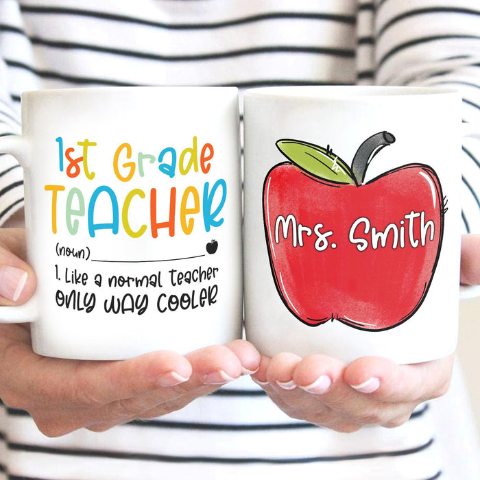 Personalized Ceramic Coffee Mug First Grade Teacher Definition Custom Name & Grade Level 11 15oz Back To School Cup