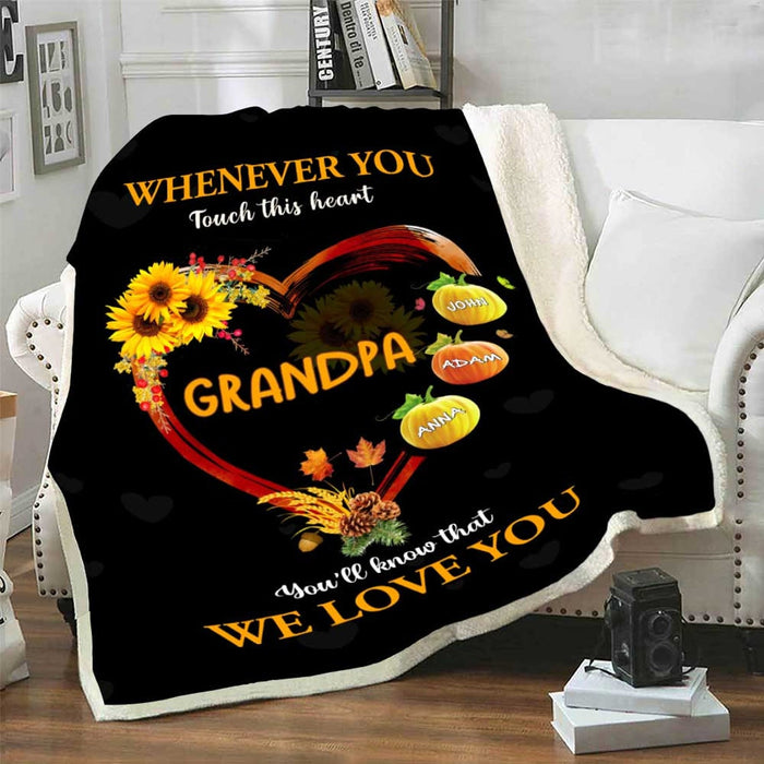 Personalized Blanket For Grandma Mom Sunflower Heart Pumpkin Print Nana We Love This Blanket Custom Grandkids Name
