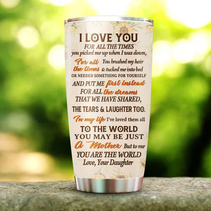 Personalized Tumbler To Mommy Sunflower Butterflies Love You All The Time Gifts For Mom Custom Name Birthday Travel Cup