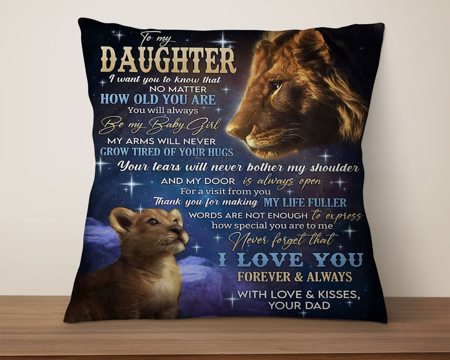 Personalized To My Daughter Square Pillow Lion Thank You For Making My Life Fuller Custom Name Sofa Cushion Gifts
