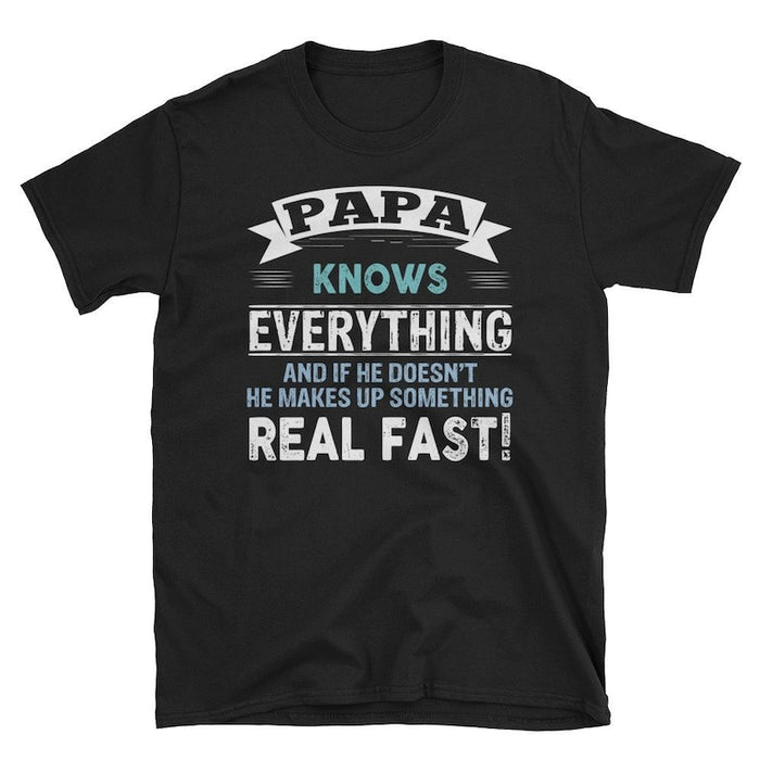 Personalized T-Shirt For Grandpa Papa Knows Everything Vintage Design Custom Name Father'S Day Shirt