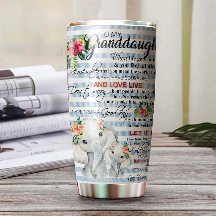 Personalized Tumbler To Granddaughter Gifts From Grandparents You Means The World To Me Elephant Custom Name Travel Cup