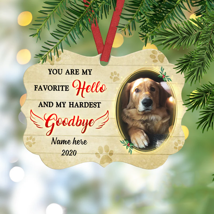 Personalized Memorial Ornament For Pet Loss My Hardest Goodbye Dog Funeral Benelux Custom Name Photo Keepsake Gifts