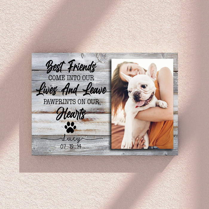 Personalized Memorial Canvas Wall Art For Loss Of Cat Dog Best Friend Come Into Our Lives Pawprint Custom Name & Photo