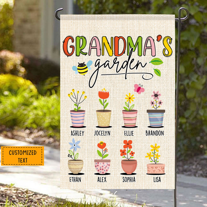 Personalized Garden Flag For Nana Grandma's Flower Garden Cute Bee Custom Grandkids Name Welcome Flag Christmas Gifts