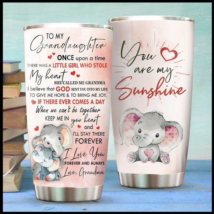 Personalized Tumbler To Granddaughter Gifts From Grandparents Elephant Give Hope Bring Joys Custom Name Travel Cup 20oz