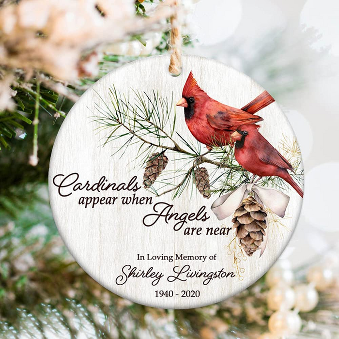 Personalized Memorial Ornament For Loved One In Heaven Cardinal Appear When Angles Near Custom Name Sympathy Gifts