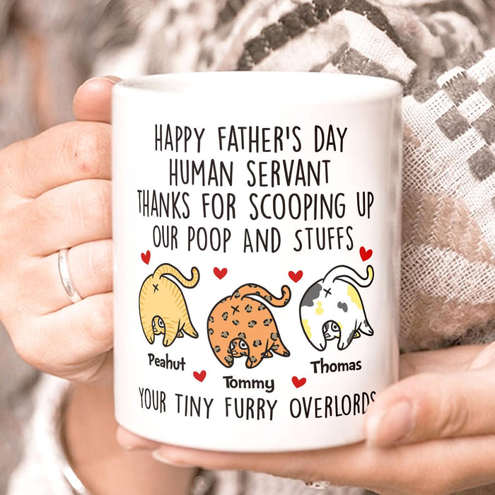 Personalized Ceramic Coffee Mug For Cat Dad Thanks For Scooping Cute Naughty Cat Print Custom Cat's Name 11 15oz Cup