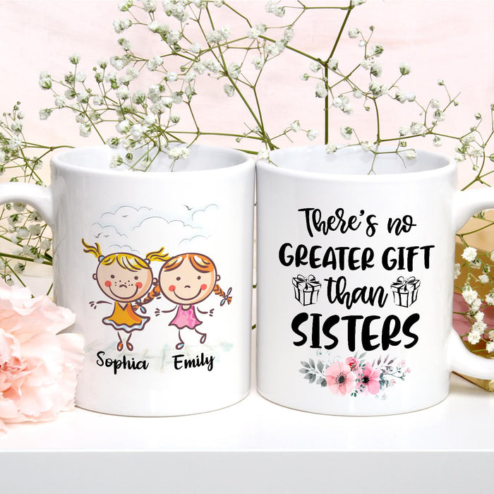 Personalized Ceramic Coffee Mug For Bestie BFF No Greater Gift Cute Girls & Flower Print Custom Name 11 15oz Cup