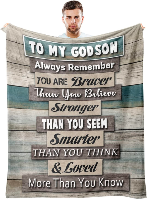 Personalized To My Godson Blanket From Godparents You're Braver Than You Believe Wooden Custom Name Gifts For Christmas