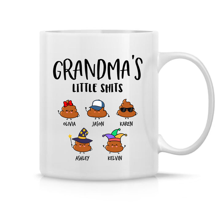 Personalized Coffee Mug For Nana From Grandkids Grandma's Little Shits Note Background Custom Name Gifts For Mothers Day