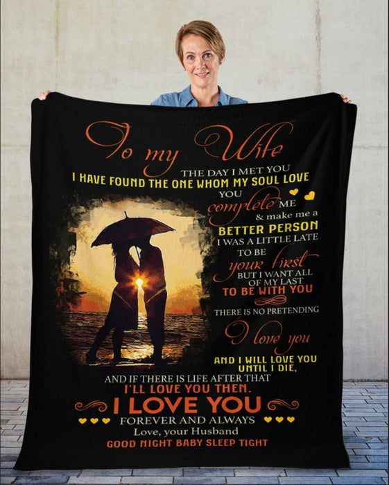 Personalized Black Blanket To My Wife The Day I Met You Couple In The Sunset Beach Prints Custom Name Valentine Blankets