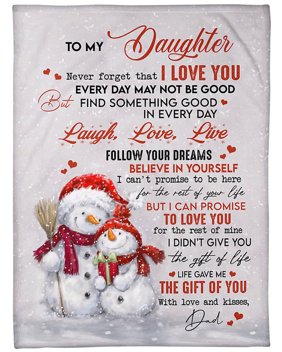 Personalized To My Daughter Blanket From Mom Dad Cute Snowman Never Forget I Love You Custom Name Gifts For Birthday