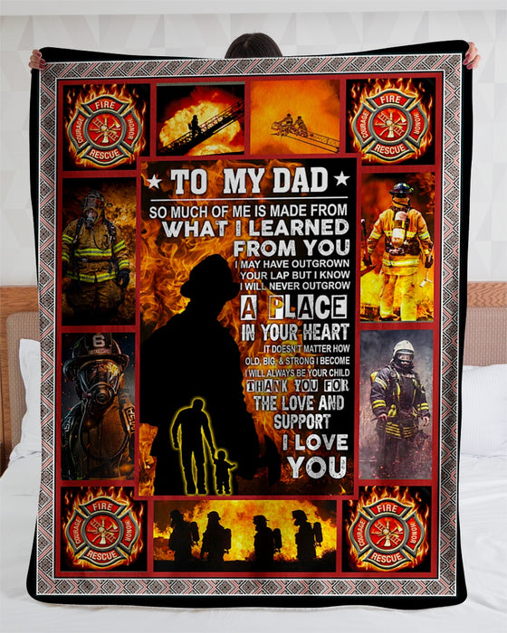 Personalized To My Dad Firefighter Fleece Blanket Thank You For The Love And Support From Daughter Son Custom Name