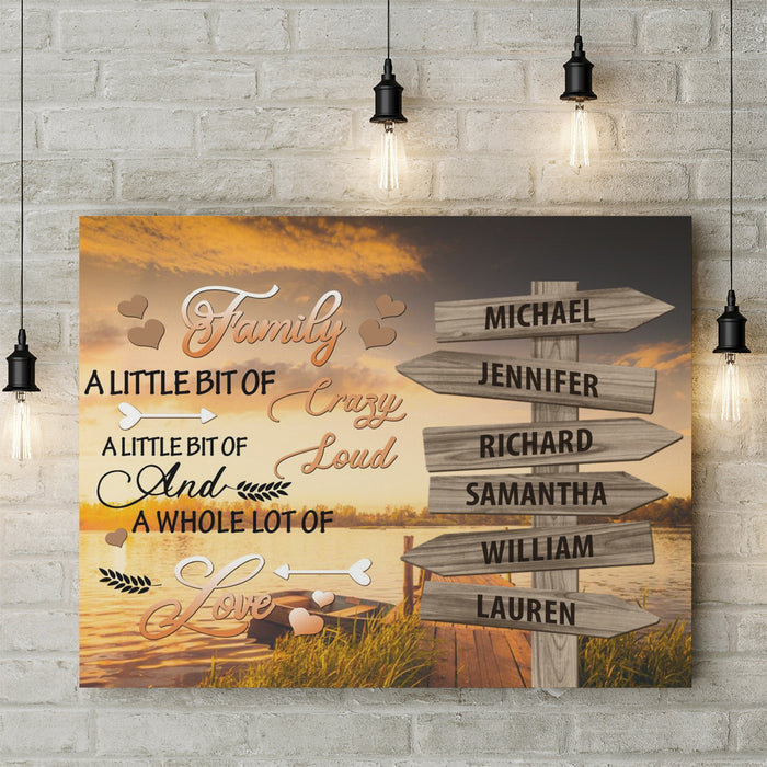 Personalized Wall Art Canvas For Family A Whole Of Love Lake Sunset Street Sign Poster Print Custom Multi Name