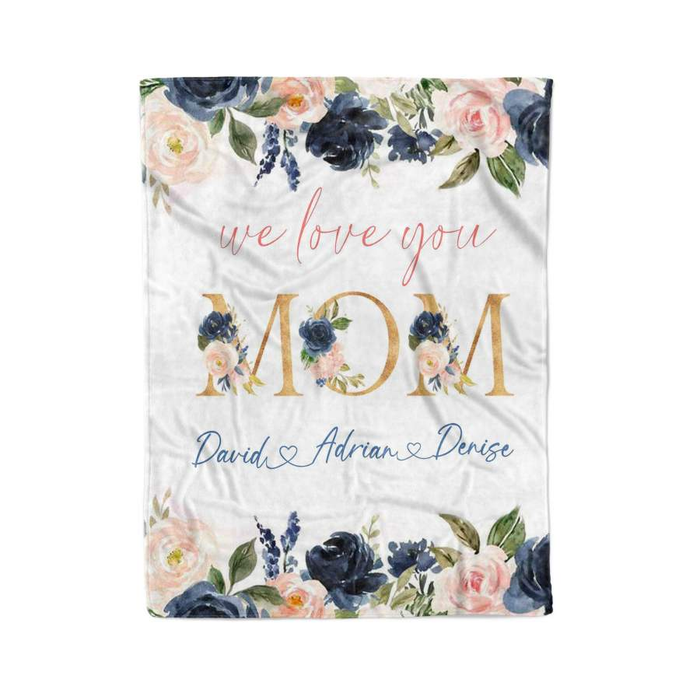 Personalized We Love You Mom Blanket For Mothers Day Rustic Flower Fleece Blankets Custom Name