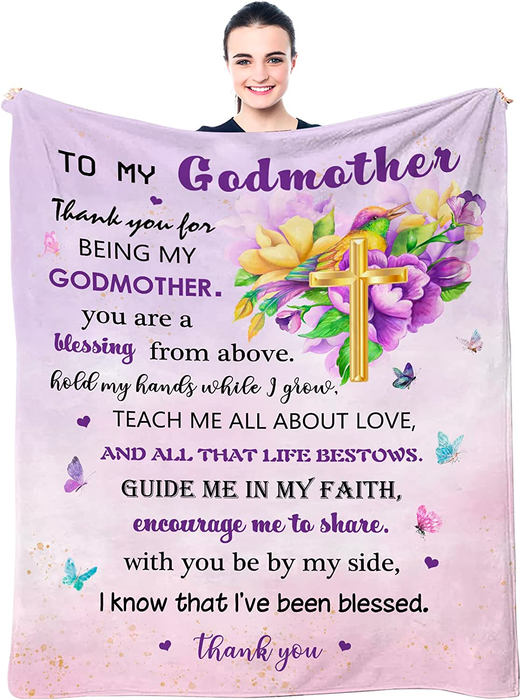 Personalized To My Godmother Blanket From Godchild With You By My Side I've Been Blessed Custom Name Gifts For Christmas