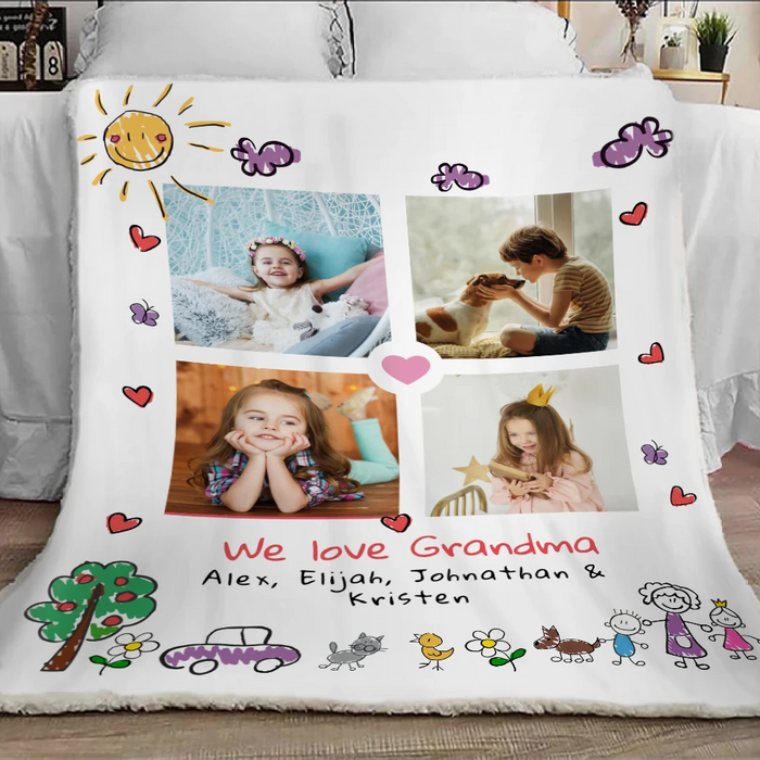 Personalized To My Grandma Blanket From Grandkids Sun Heart We Love Grandma
 Custom Name & Photo Gifts For Christmas