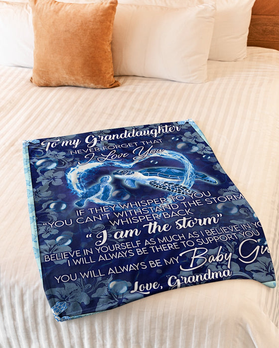 Personalized To My Granddaughter Blanket From Grandpa Grandma Turtles Heart Shape Believe In Yourself Custom Name