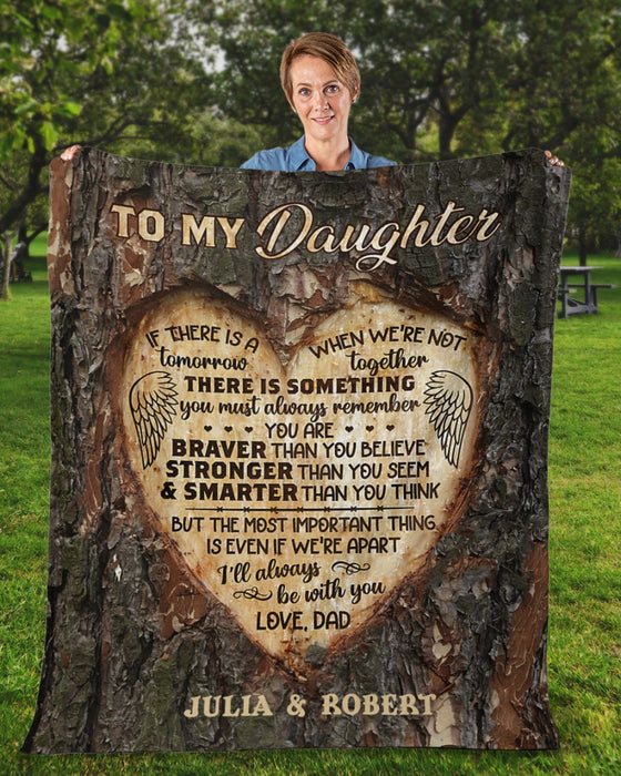 Personalized Blanket To My Daughter From Dad Meaningful Message Engraved On The Tree Angel Wings Printed Custom Name