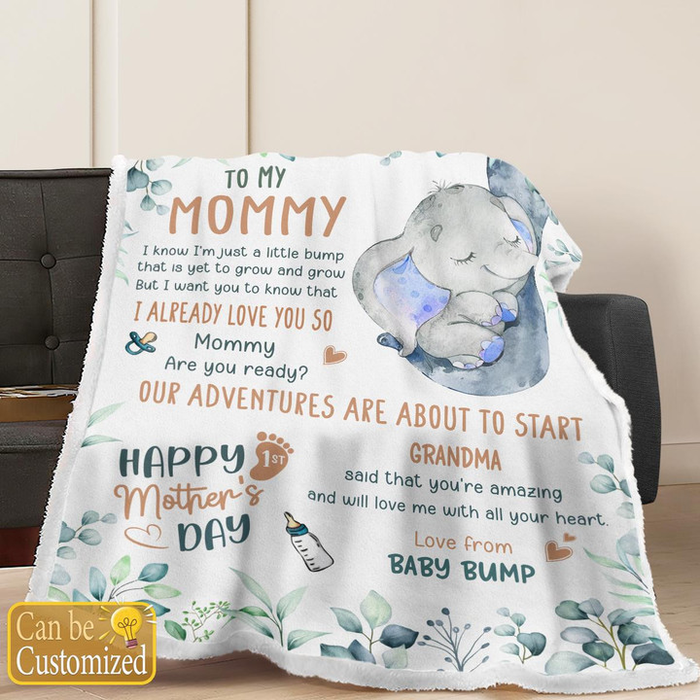 Personalized Blanket For First Time Mom I Already Love You So Cute Elephant Custom Name Gifts For First Mothers Day